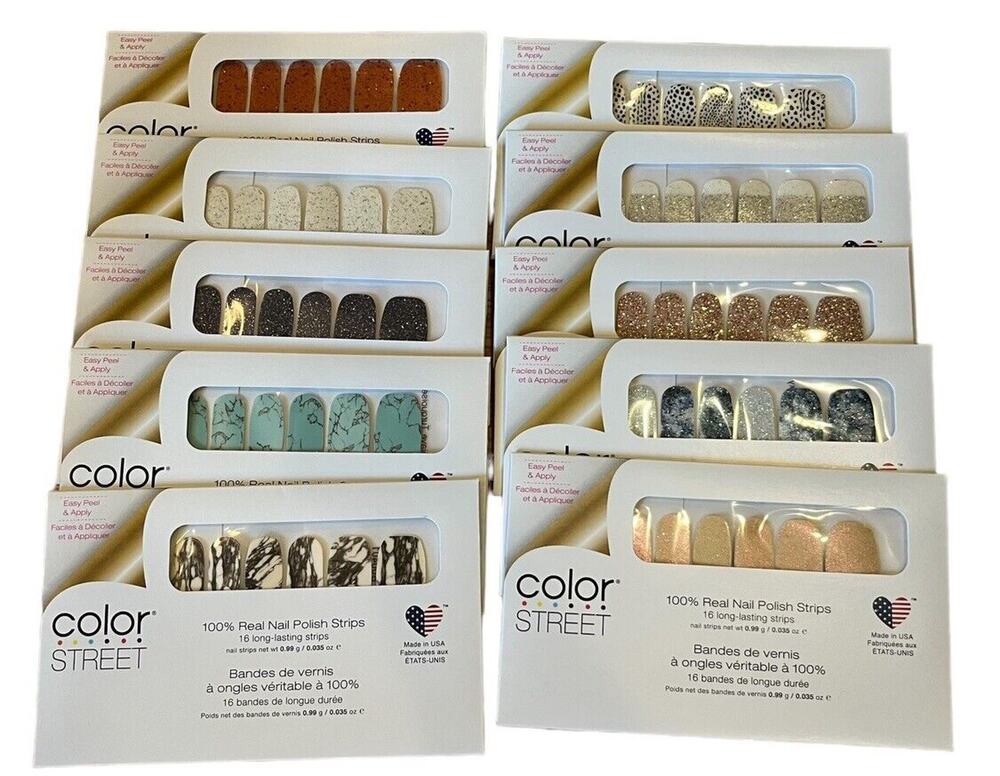 Color Street 100% Real Nail Polish Strips Lot of 10 Packs New Sealed Assorted